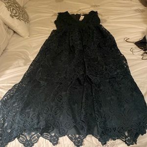 Beautiful emerald green tiered long dress